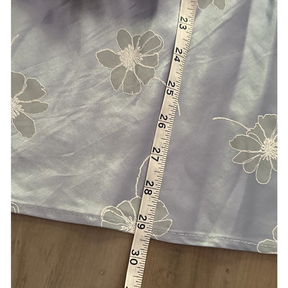 Vtg 90s Younique Slip Dress Size Large Womens Blue Floral Satin Lace Fairycore - Picture 10 of 12